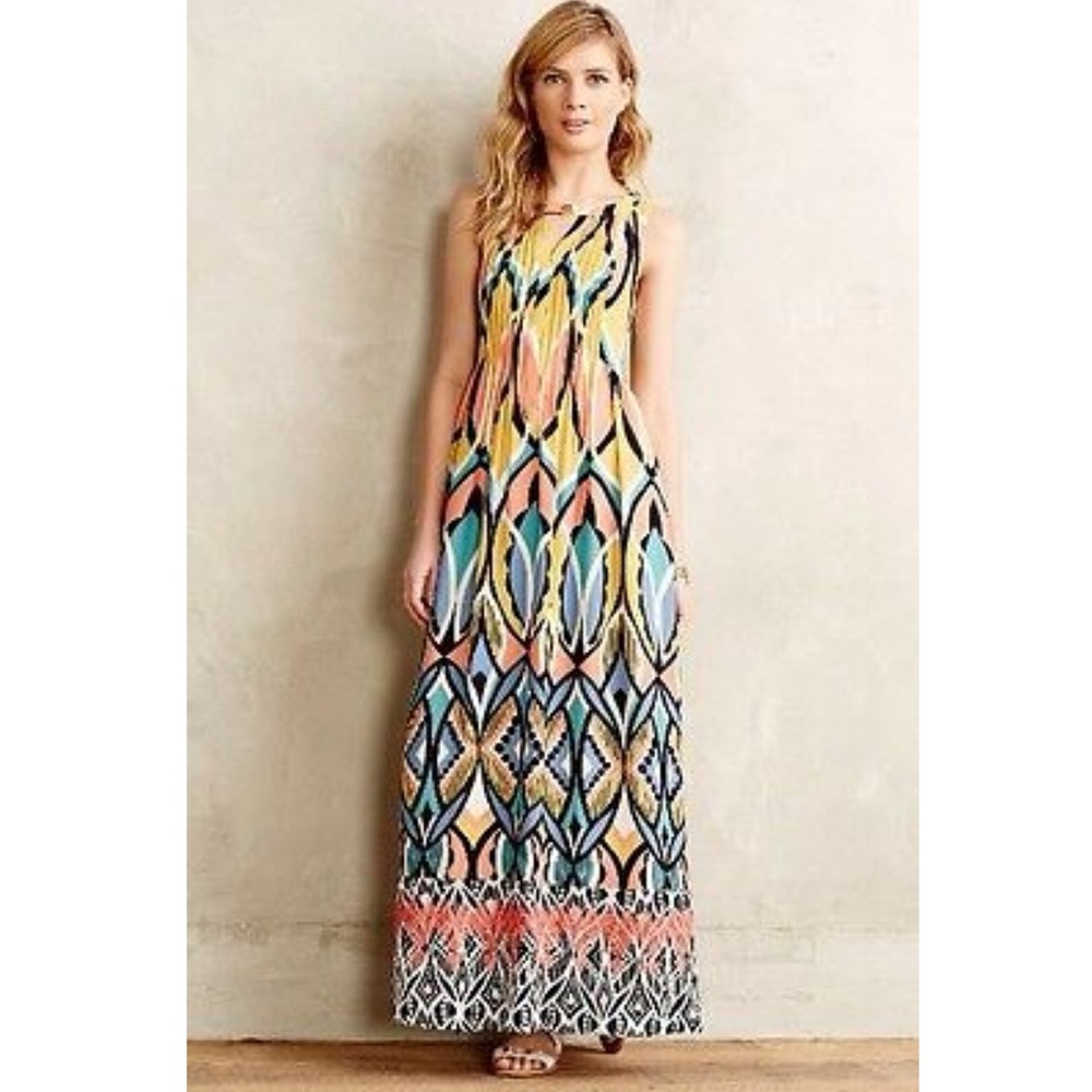 ANTHROPOLOGIE l Floreat Dahlia Key Hole Sleeveless Maxi Dress Size 6